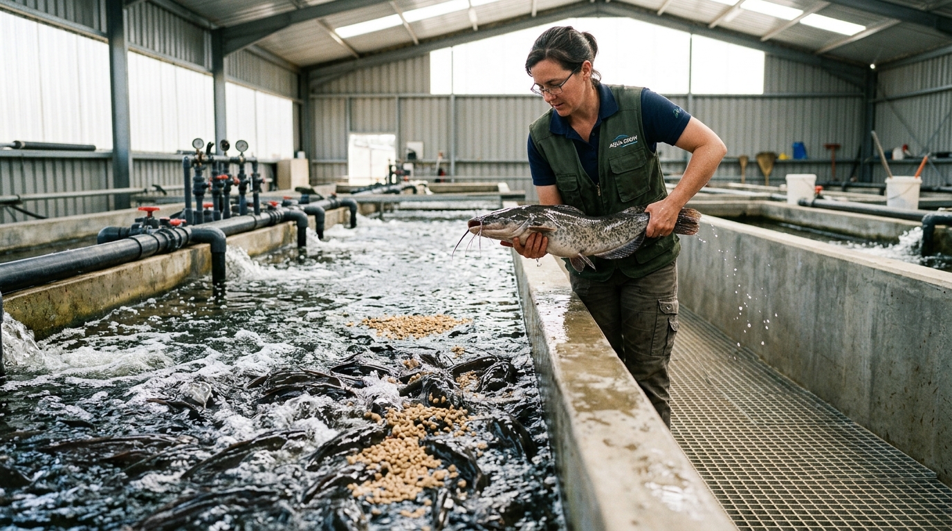 Active Catfish Feeding in Concrete Raceways
